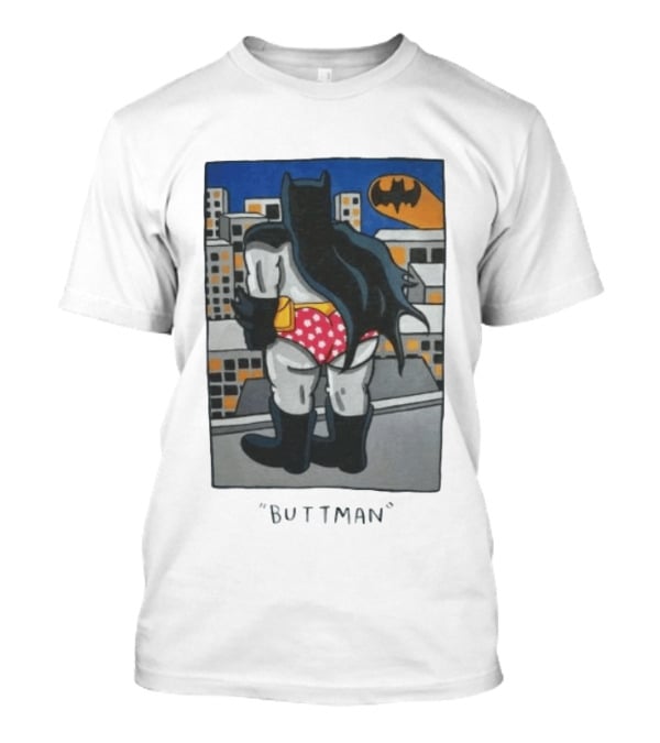 Buttman Batman Superhero Comedy Humor Retro Pop T-Shirt