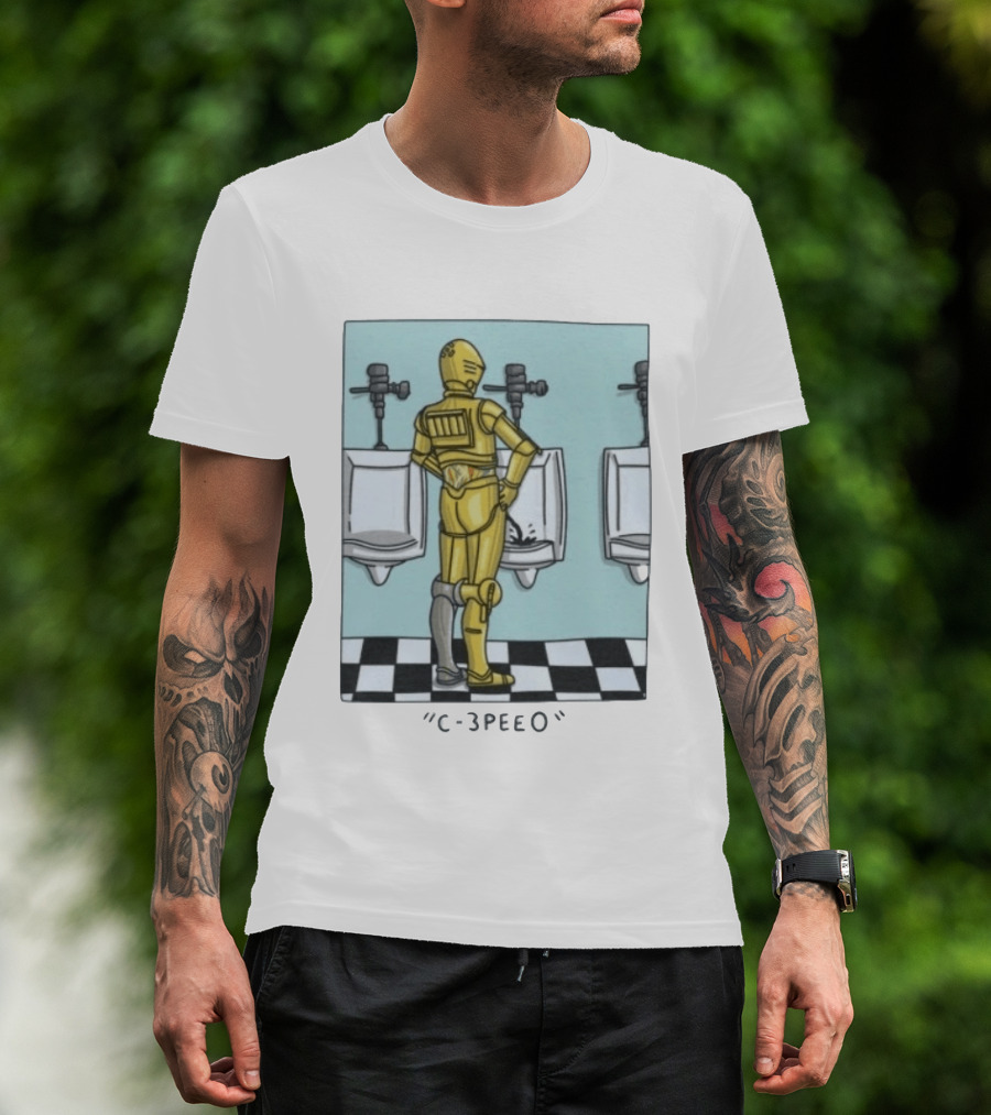 Star Wars C 3PEEO Droid Pun C 3PO Urinal Humor T-Shirt