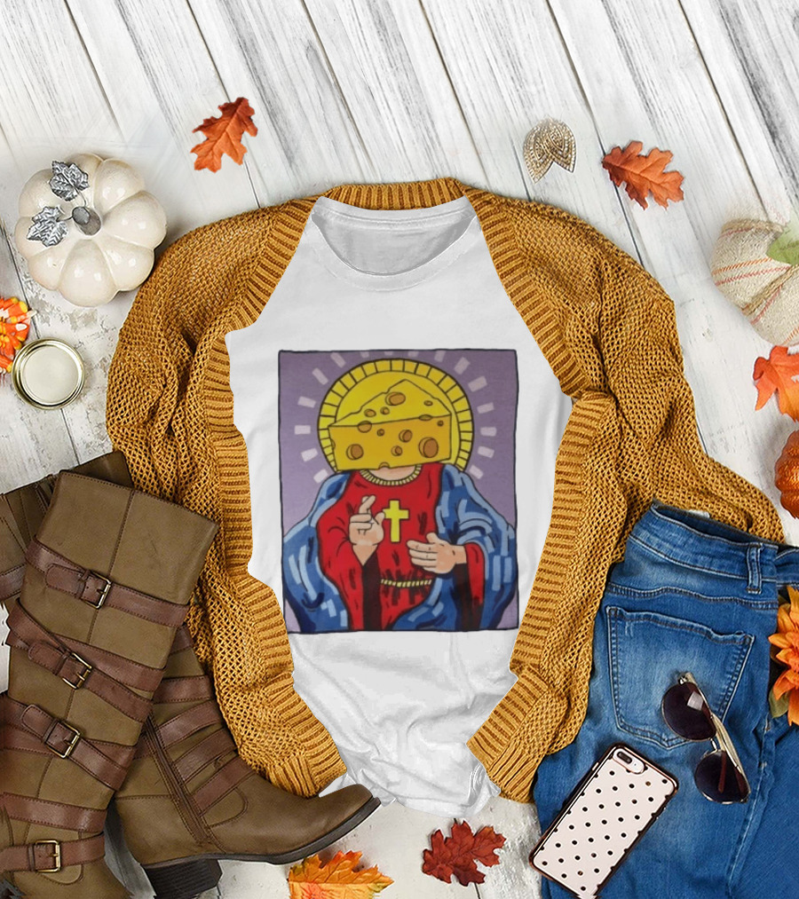 Cheesus Cheese Head Religious Pun Jesus T-Shirt