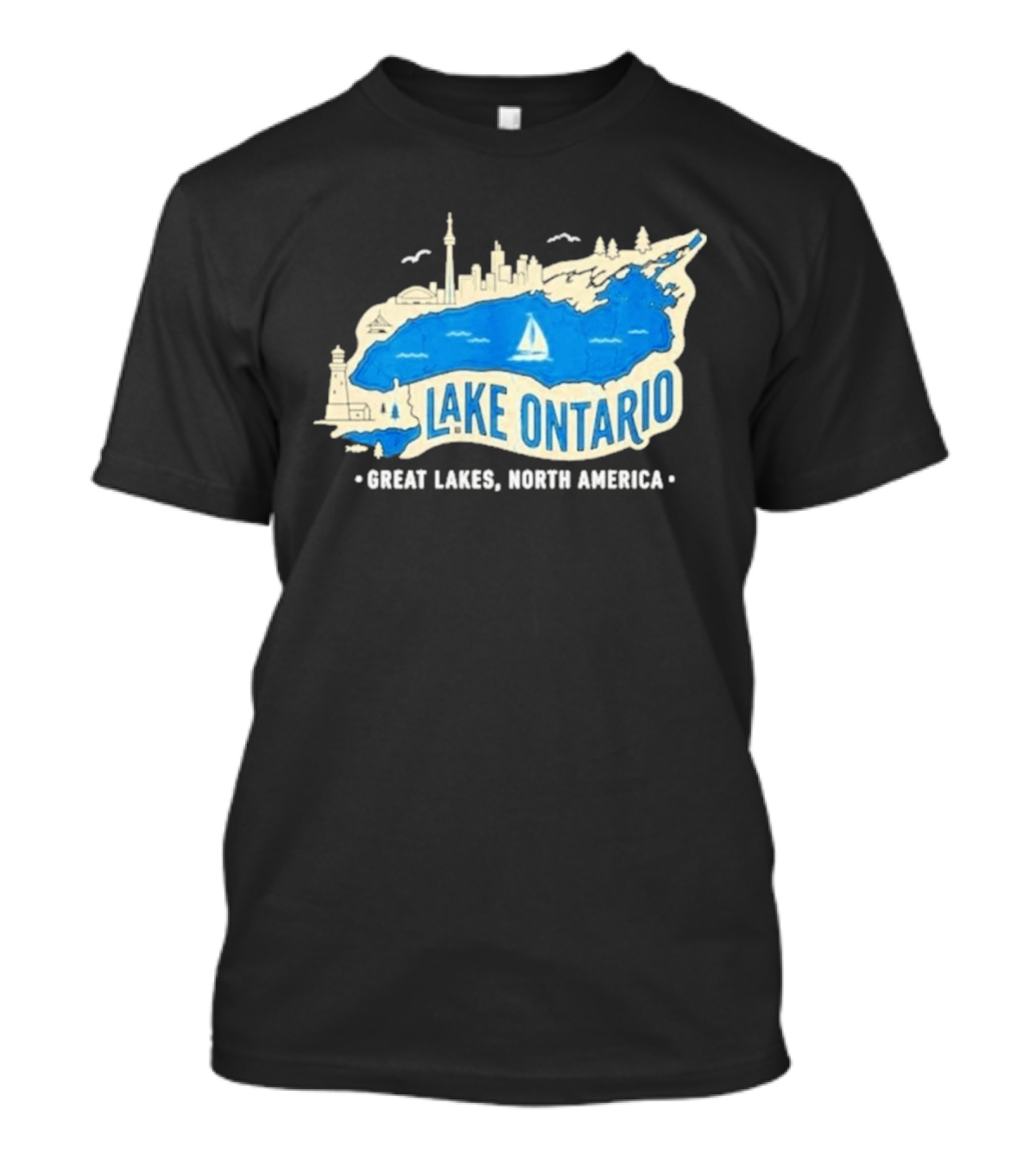 Lake Ontario Skyline Map Great Lakes North America T-Shirt