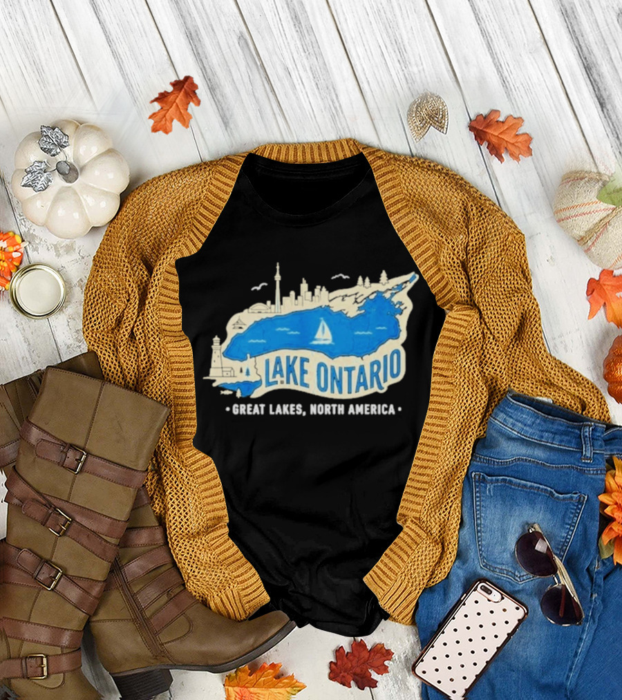 Lake Ontario Skyline Map Great Lakes North America T-Shirt