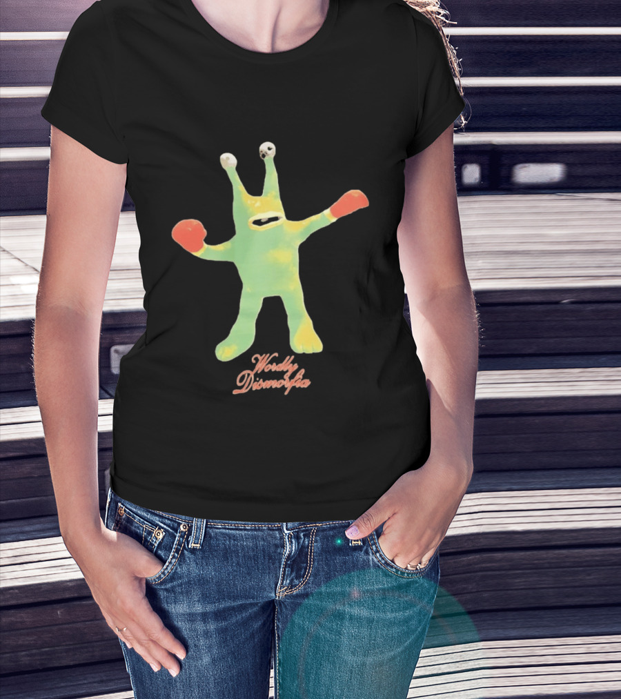 Wordly Dismorfia Boxing Alien Creature With Red Boxing Gloves T-Shirt