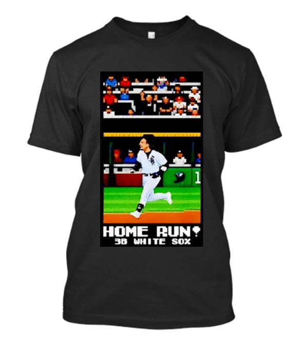 Yoan Moncada Home Run 3B White Sox Pixel Art Baseball Game Scene T-Shirt