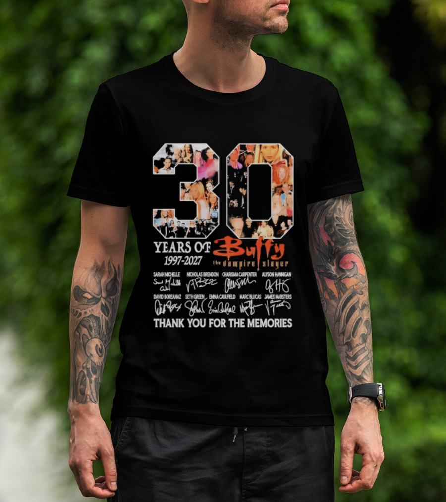 30 Years Of Buffy The Vampire Slayer 1997 2027 Thank You For The Memories T-Shirt