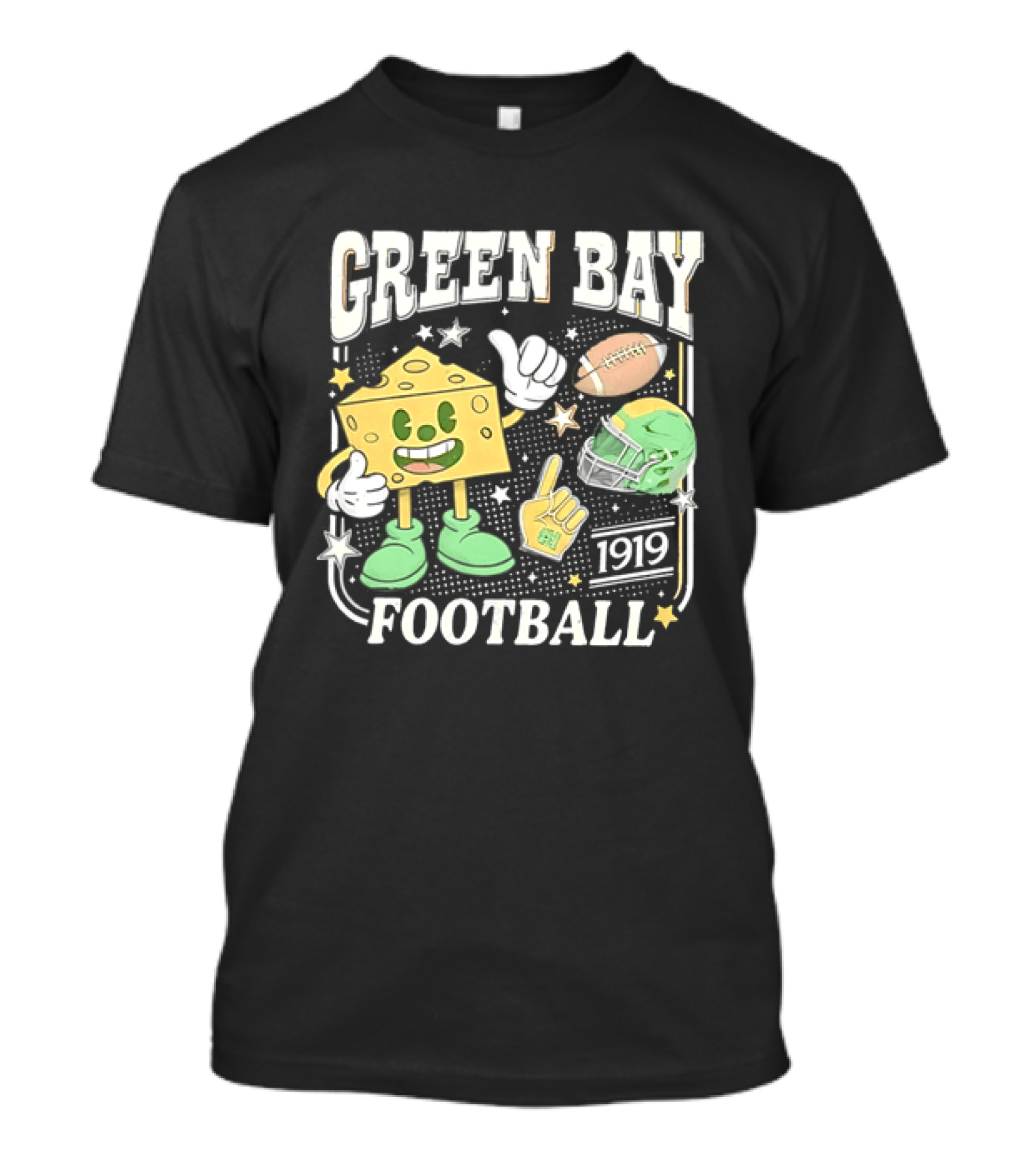 Green Bay 1919 Cheesehead Football Mascot And Gear T-Shirt