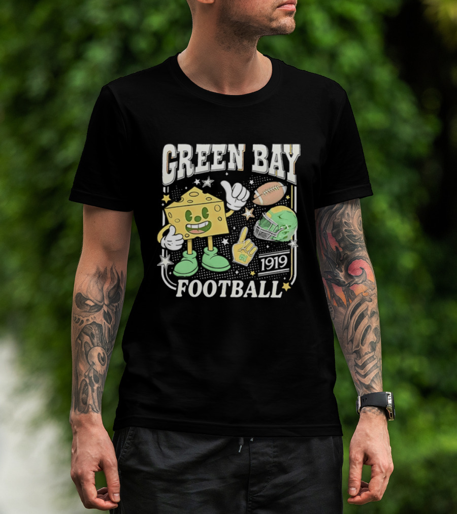 Green Bay 1919 Cheesehead Football Mascot And Gear T-Shirt