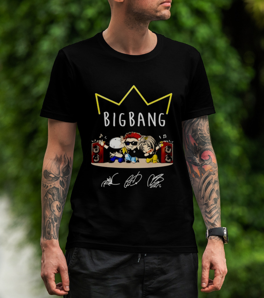 BIGBANG Chibi Characters With Crown And Speaker T-Shirt