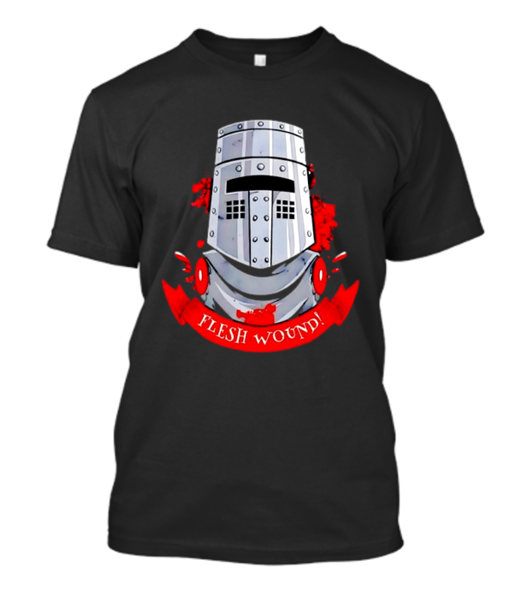 Black Knight Flesh Wound Helmet Monty Python Holy Grail T-Shirt