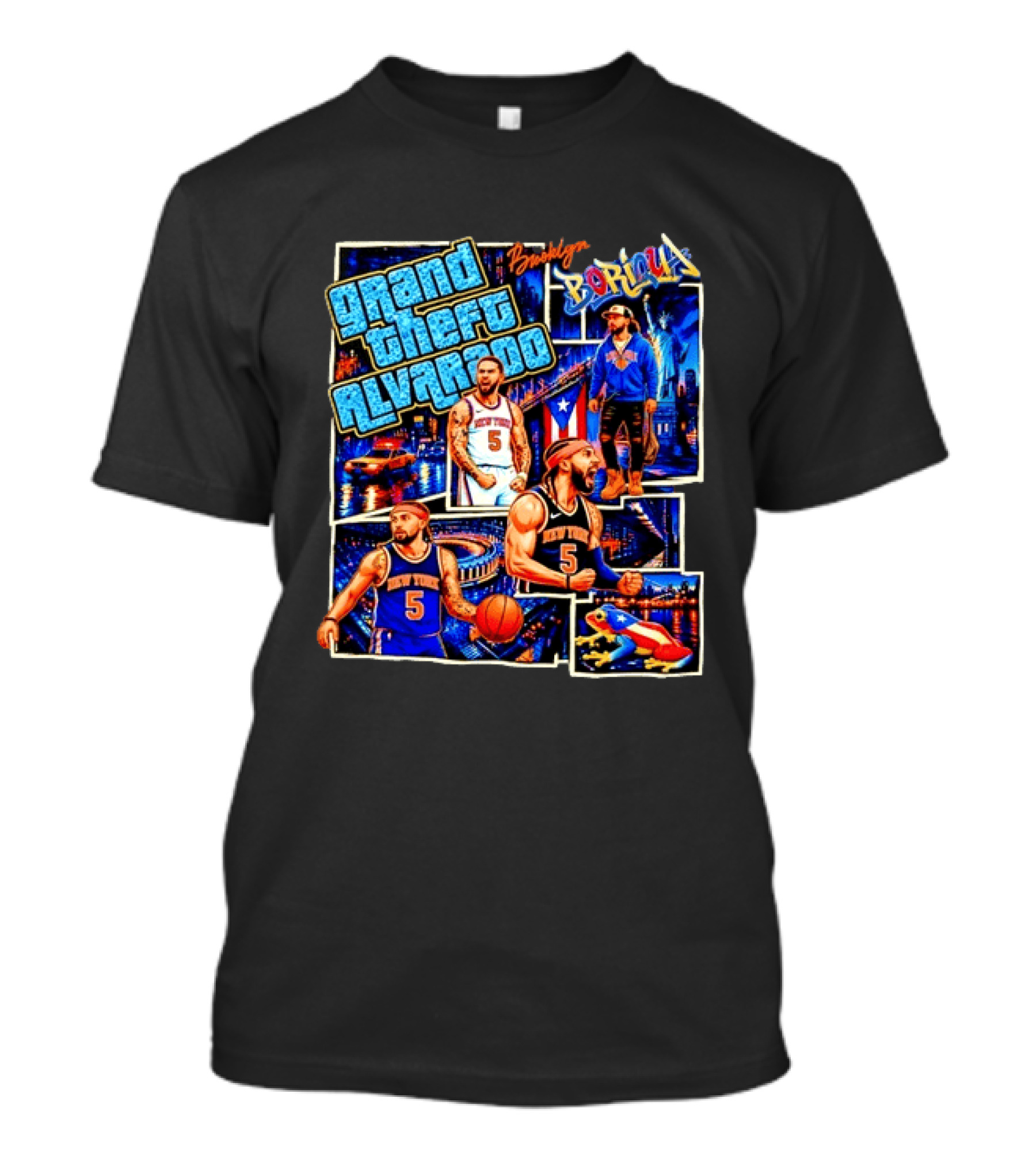 Brooklyn Boricua NY Knicks Grand Theft Alvarado T-Shirt