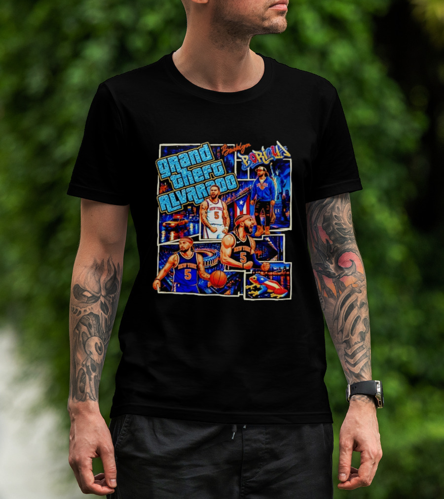 Brooklyn Boricua NY Knicks Grand Theft Alvarado T-Shirt