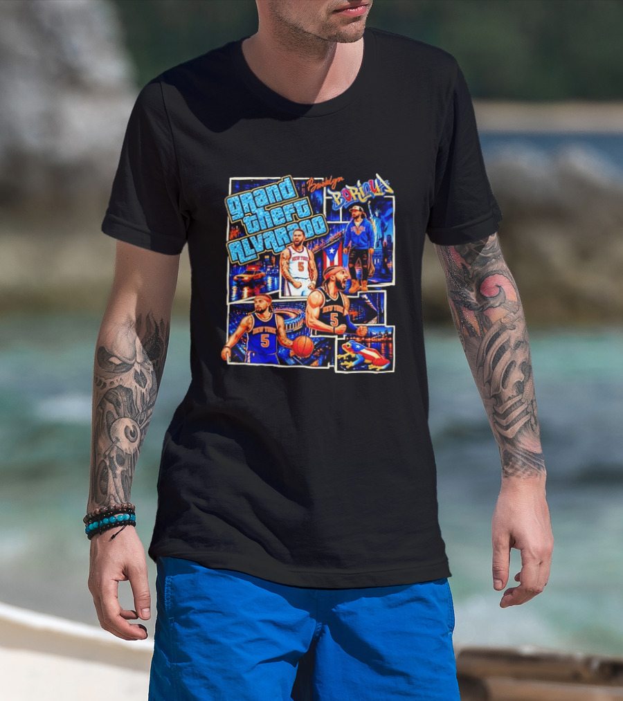 Brooklyn Boricua NY Knicks Grand Theft Alvarado T-Shirt