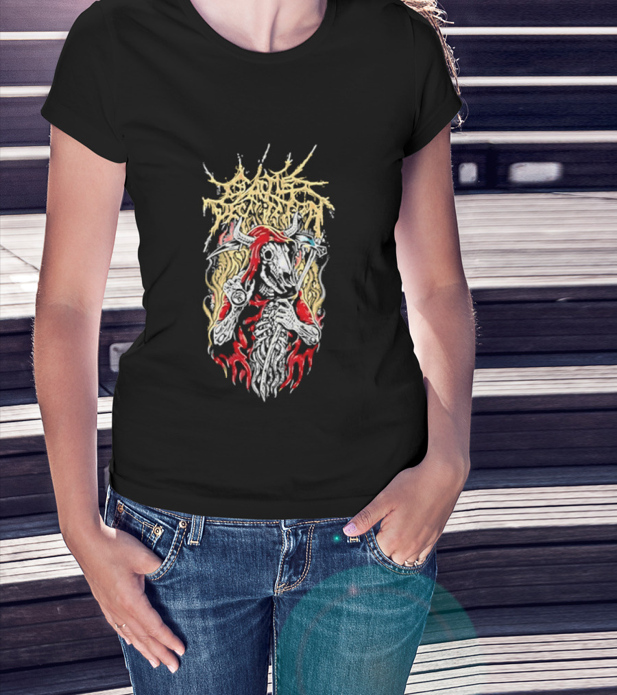 Cattle Decapitation Grim Reaper Skeleton Art Metal Band T-Shirt