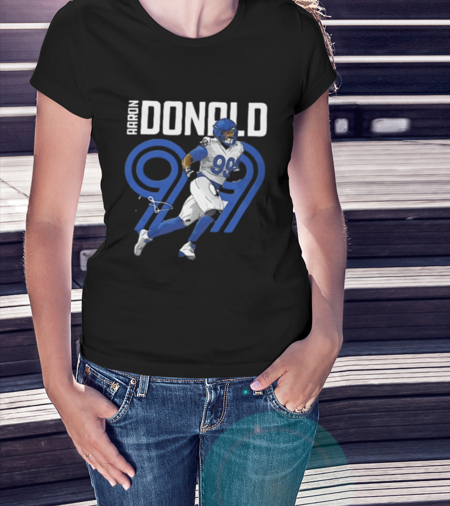 Los Angeles Rams Aaron Donald 99 Blue Running Player T-Shirt