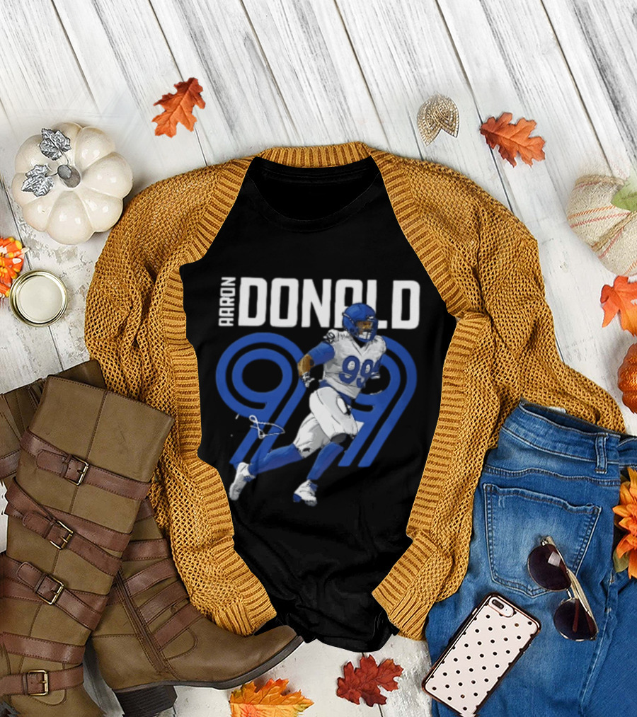 Los Angeles Rams Aaron Donald 99 Blue Running Player T-Shirt