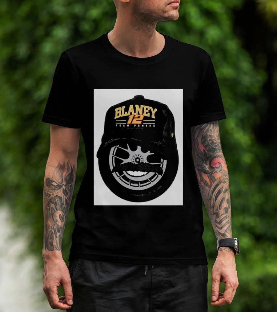 Blaney 12 Team Penske Mustache Racing Fan Gear T-Shirt