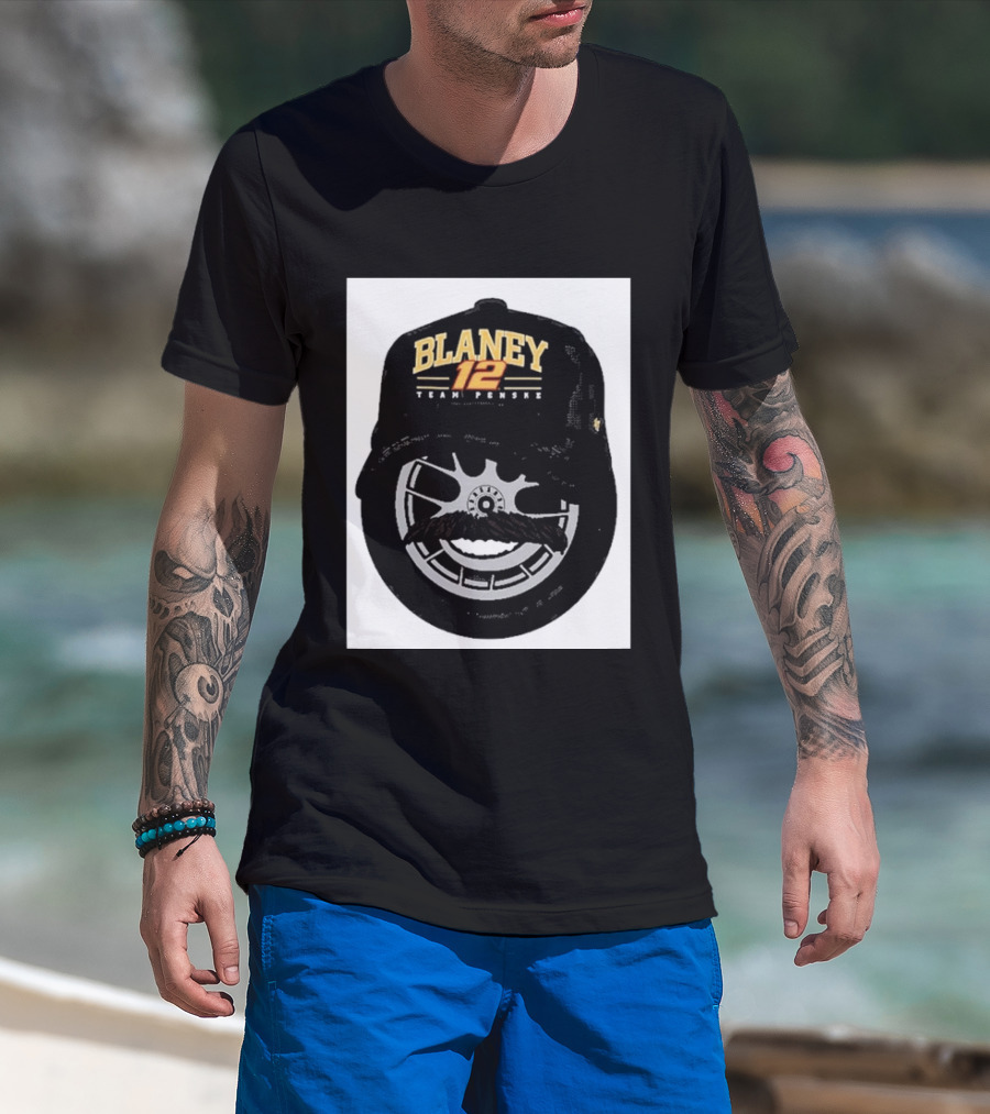 Blaney 12 Team Penske Mustache Racing Fan Gear T-Shirt