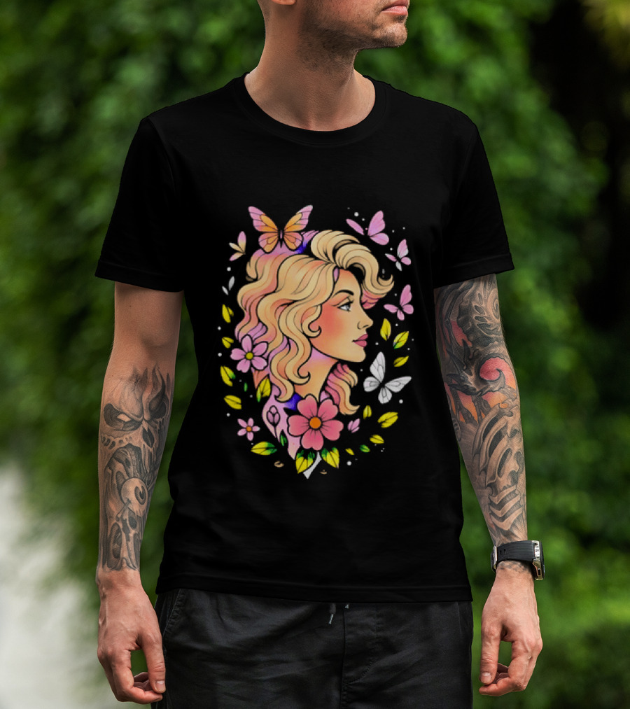 Dolly Parton Floral Butterfly Country Music T-Shirt