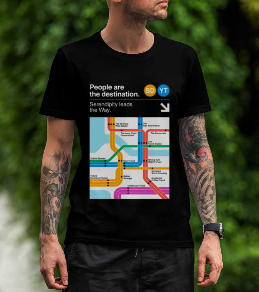 Seek Discomfort Serendipity Leads The Way People Are The Destination Black T-Shirt