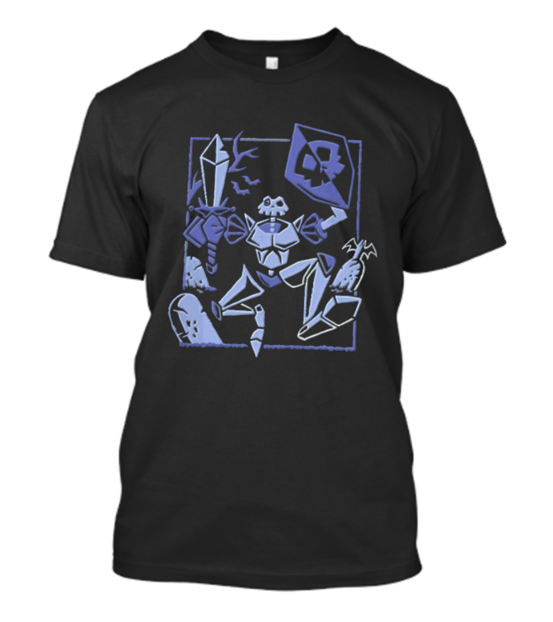 Skeleton Knight With Sword And Shield In Graveyard Gaming Adventure T-Shirt
