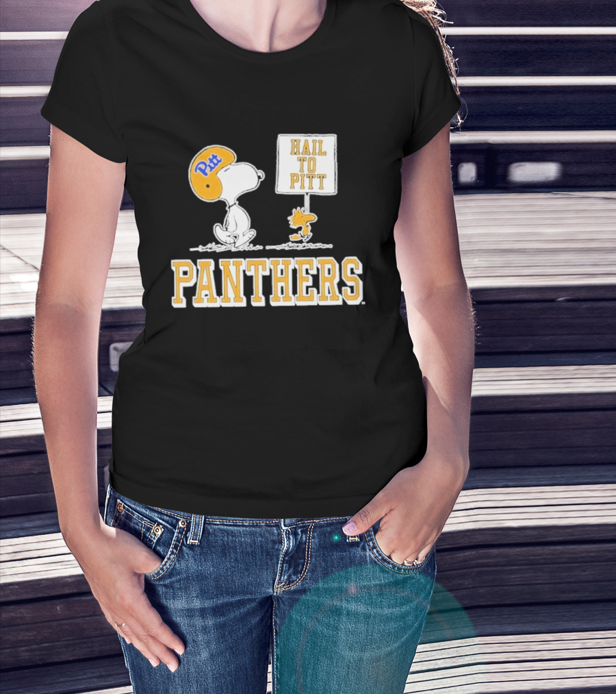 Snoopy Woodstock Hail To Pitt Panthers Peanuts Football Fan T-Shirt
