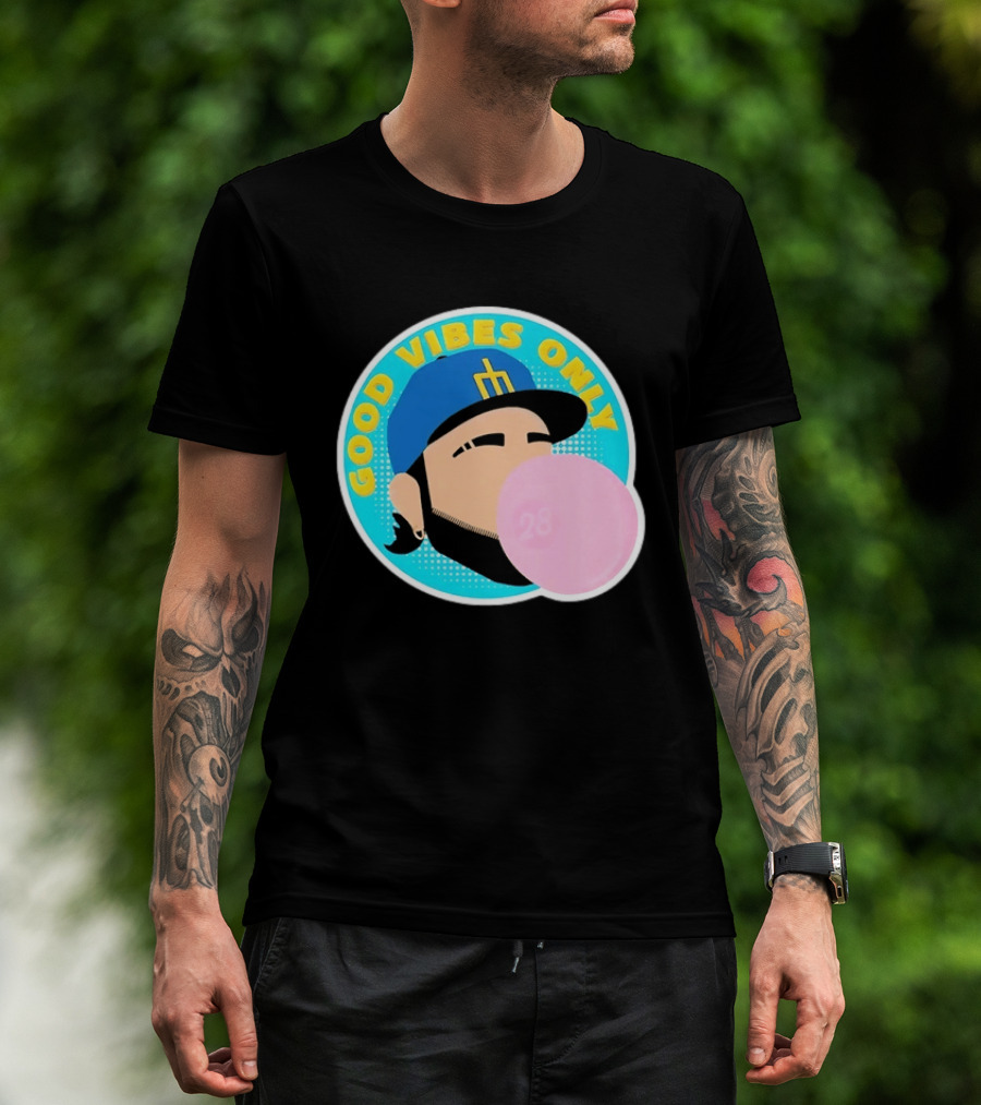 Seattle Mariners Eugenio Suarez Good Vibes Only 28 Baseball Bubblegum T-Shirt