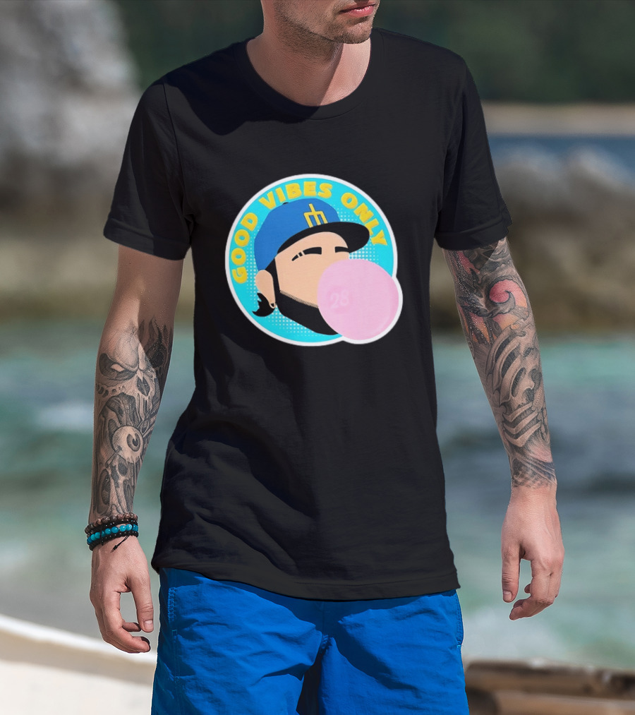 Seattle Mariners Eugenio Suarez Good Vibes Only 28 Baseball Bubblegum T-Shirt