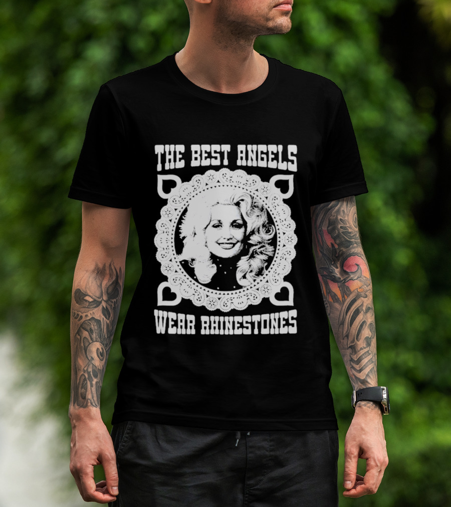 The Best Angels Wear Rhinestones Vintage Lace T-Shirt