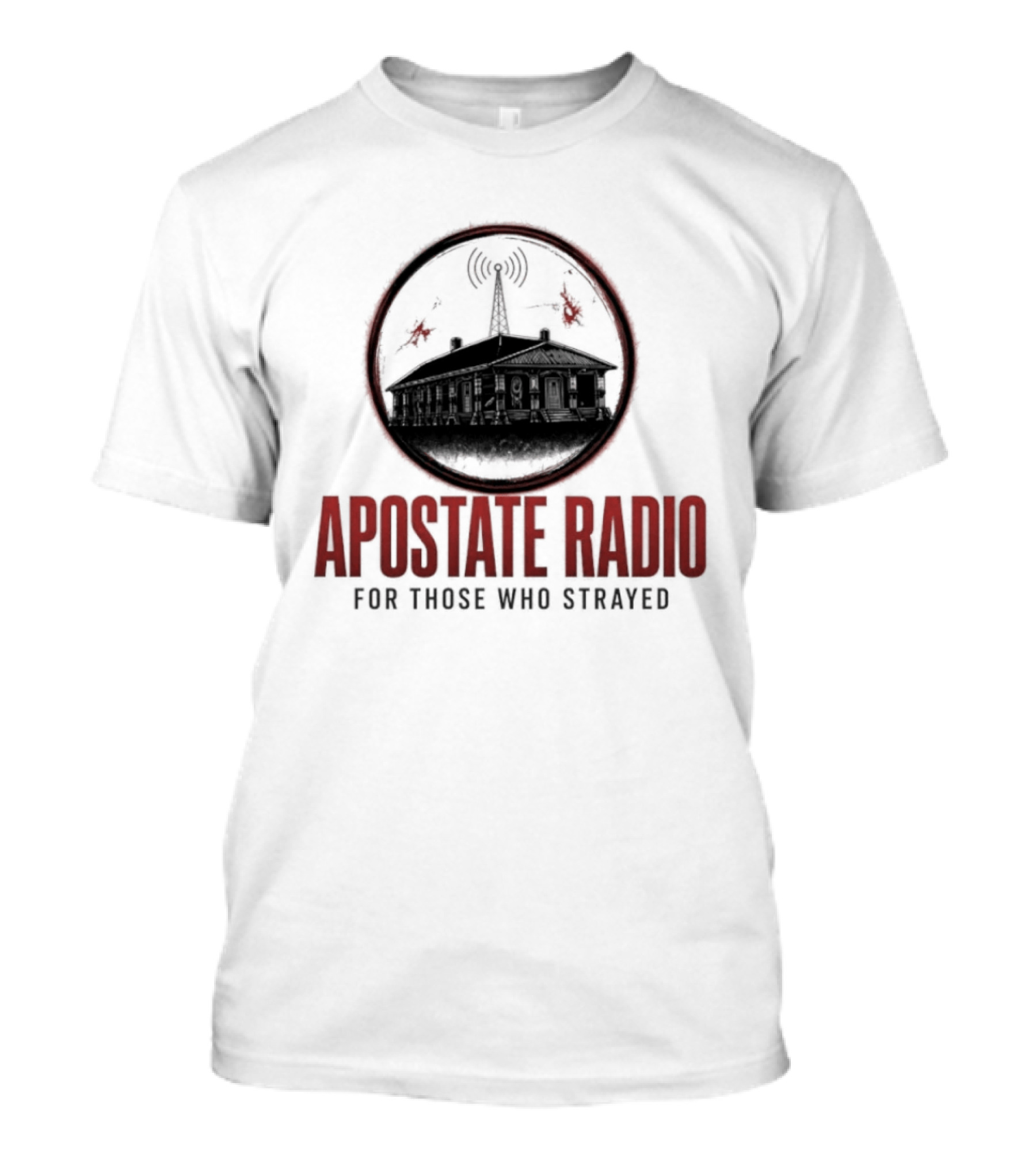 Apostate Radio For Those Who Strayed Podcast Broadcasting Symbolic Antenna And Flames T-Shirt