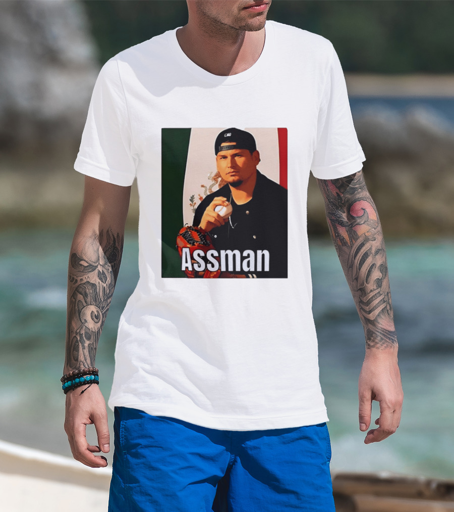 Assman Baseball Player Mexico Flag Baseball Glove Cap T-Shirt