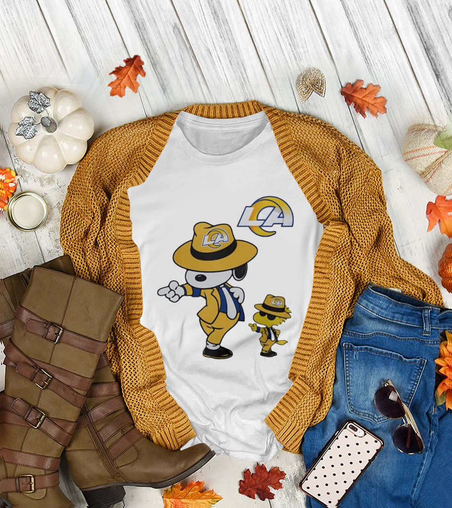 Los Angeles Rams Snoopy Woodstock LA Collaboration Dancing T-Shirt