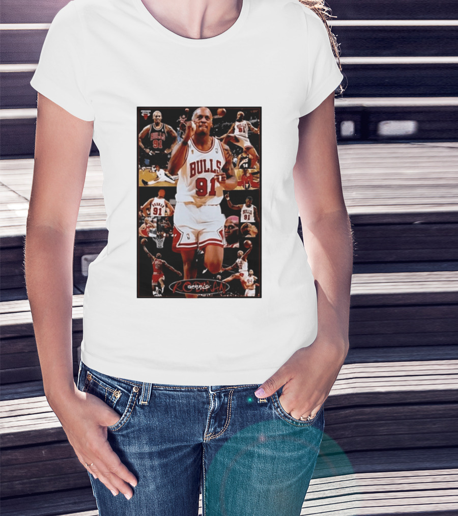 Dennis Rodman Chicago Bulls 91 Iconic NBA Basketball Highlights T-Shirt