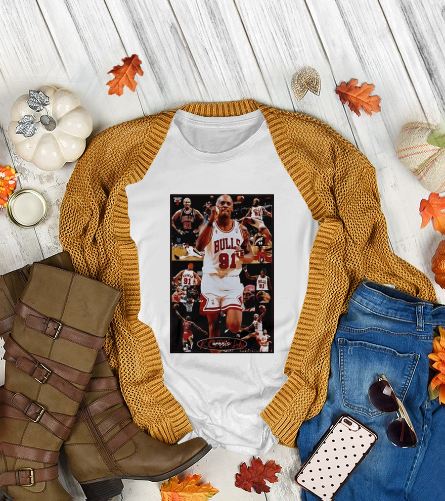 Dennis Rodman Chicago Bulls 91 Iconic NBA Basketball Highlights T-Shirt