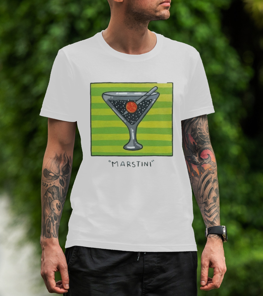 Marstini Planet Martini Cocktail Mars Space Themed Drink T-Shirt