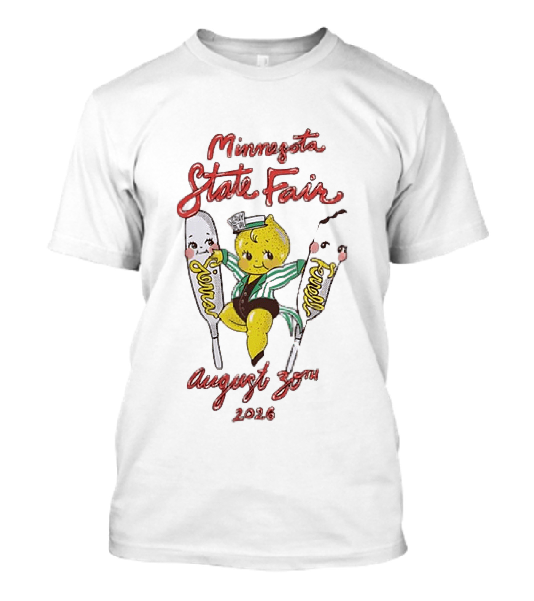 Minnesota State Fair August 30th 2026 Lemon Character With Corn Dogs T-Shirt