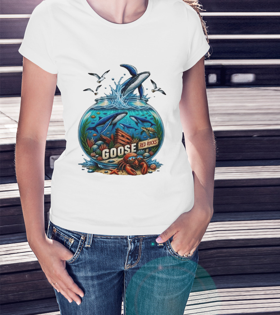 Goose Red Rocks Aquarium Whale Ocean Life Jam Band T-Shirt