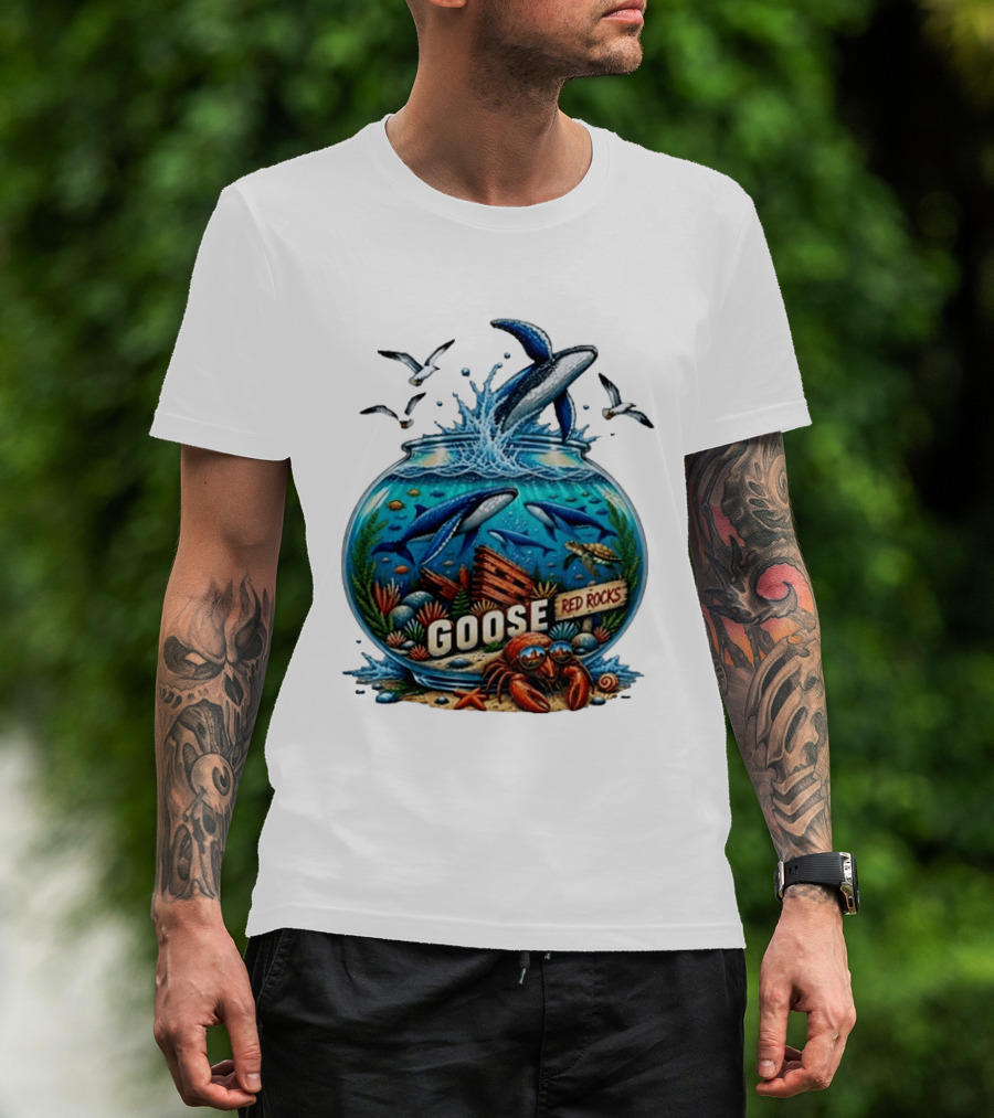 Goose Red Rocks Aquarium Whale Ocean Life Jam Band T-Shirt