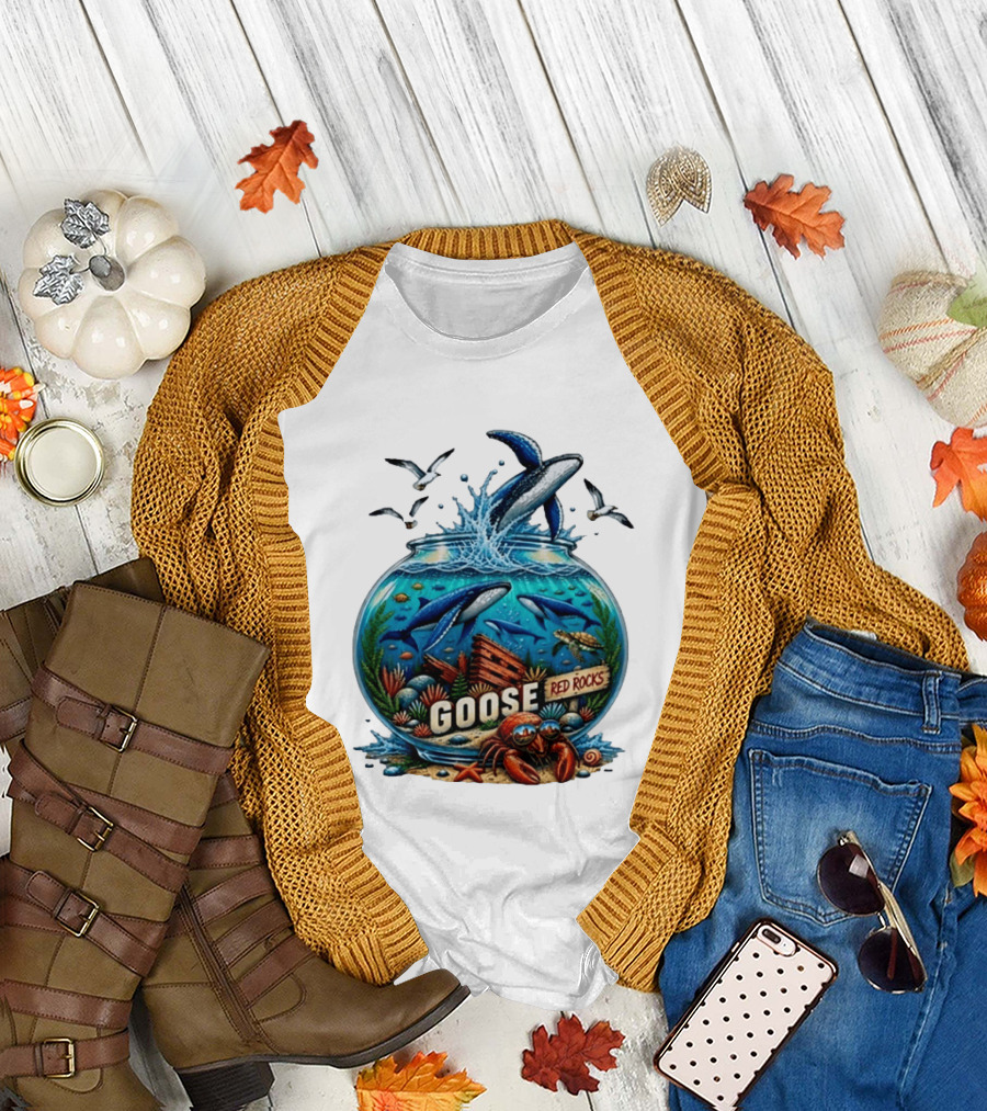 Goose Red Rocks Aquarium Whale Ocean Life Jam Band T-Shirt