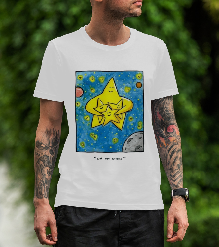 Oh My Stars Family Of Stars Celestial Background With Planets And Hearts T-Shirt