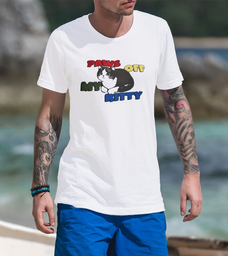 Paws Off My Kitty Cat Vintage Style Pet Lover T-Shirt