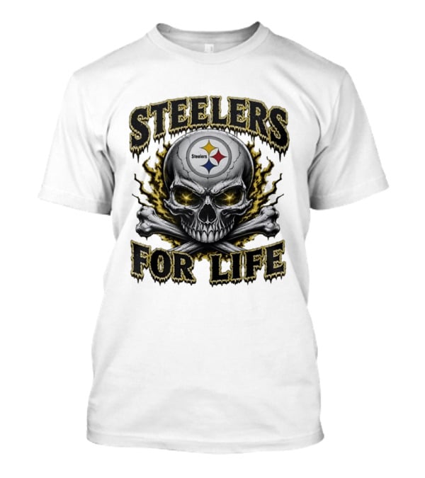 Pittsburgh Steelers Skull For Life Football Fanatic T-Shirt