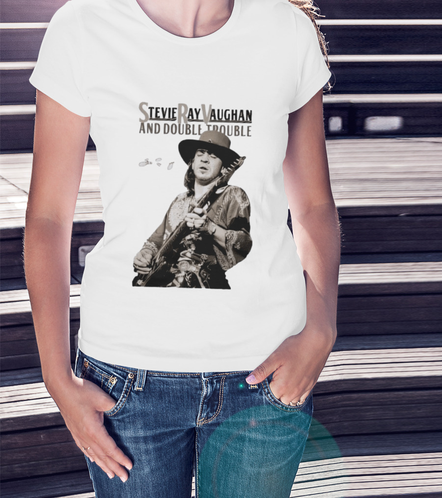 Stevie Ray Vaughan And Double Trouble Live Performance Image T-Shirt