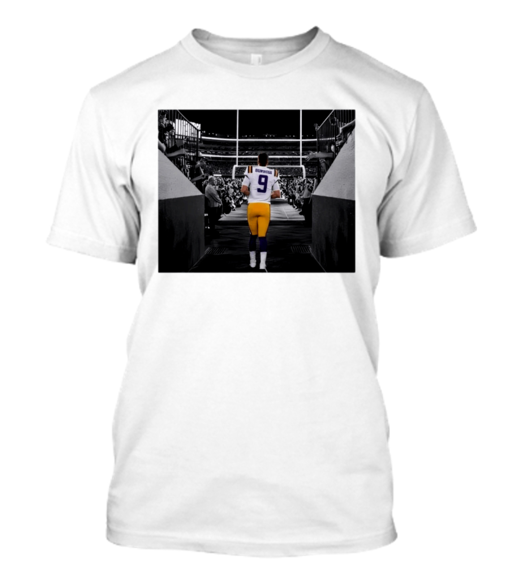 Joe Burrow 9 LSU Tigers Football Quarterback Stadium Entrance T-Shirt