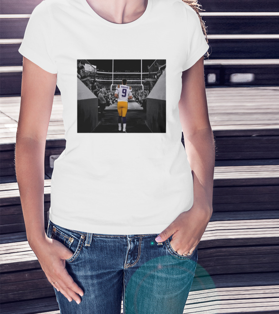 Joe Burrow 9 LSU Tigers Football Quarterback Stadium Entrance T-Shirt