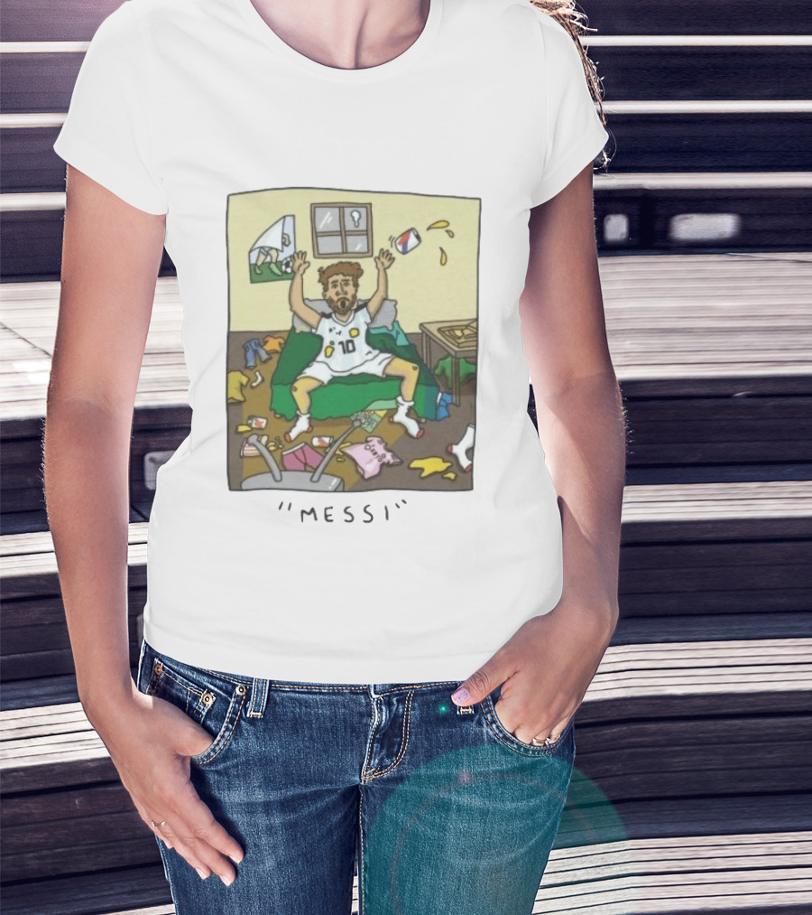 Lionel Messi Argentina Football Cartoon Messy Room T-Shirt