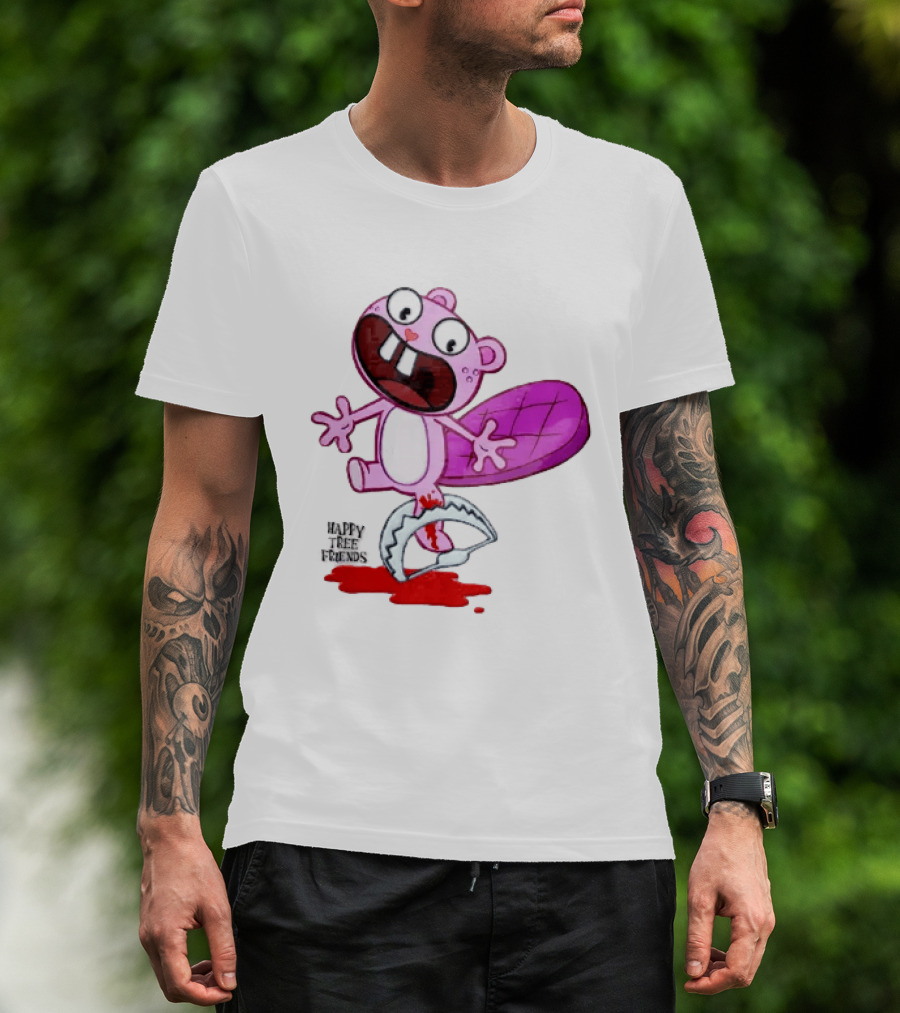 Toothy Happy Tree Friends Cartoon Beaver Stuck In Bear Trap T-Shirt