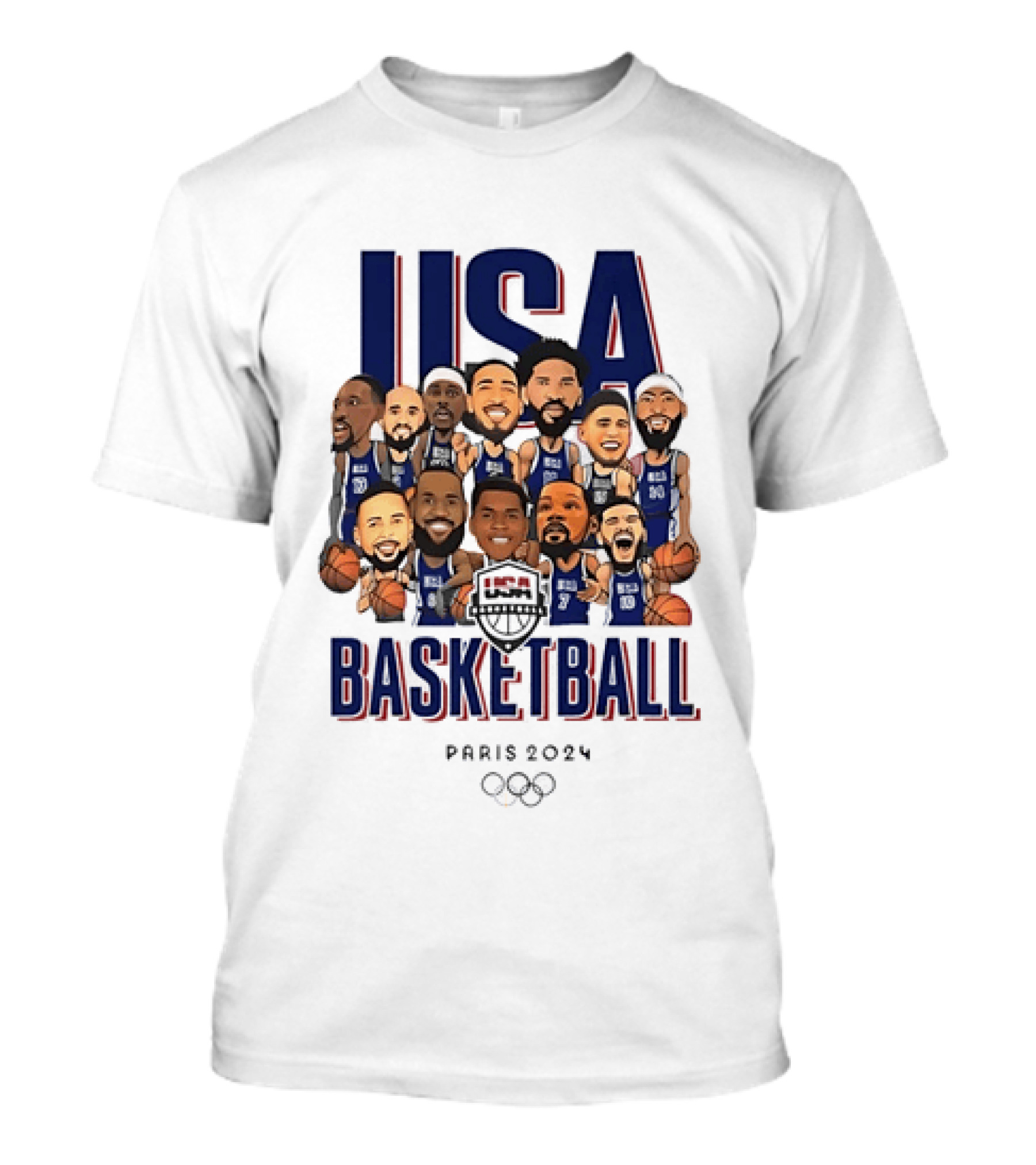 USA Basketball Team Paris 2024 Caricature Olympics T-Shirt