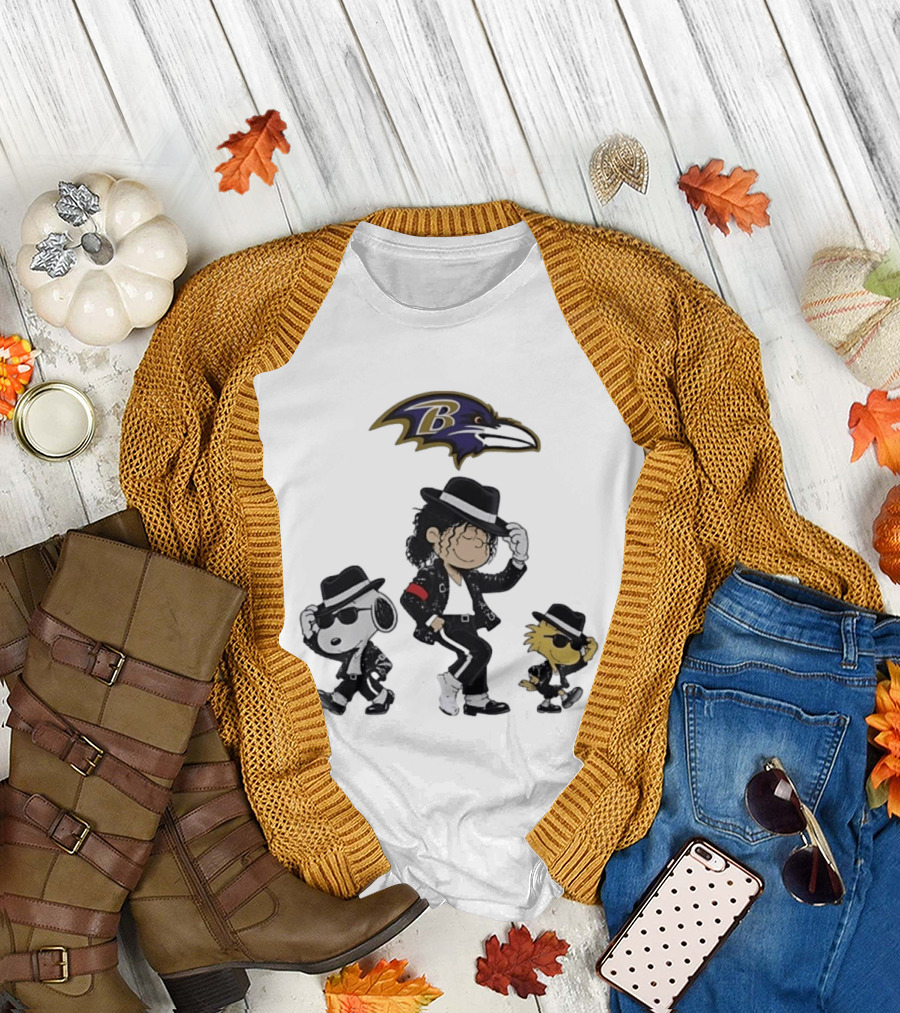 Baltimore Ravens Snoopy Charlie Brown Woodstock Pop Rock Dance T-Shirt