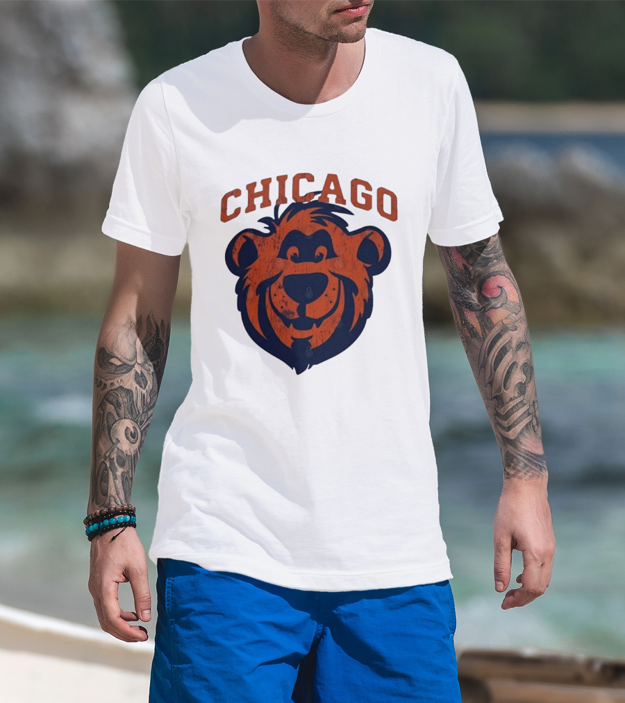 Chicago Bears Distressed Bear Face T-Shirt