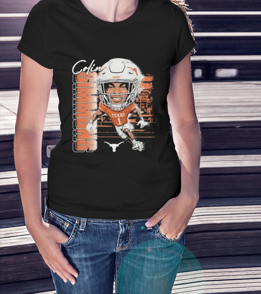 Colin Simmons Texas Longhorns Football Player Number 1 Distressed T-Shirt