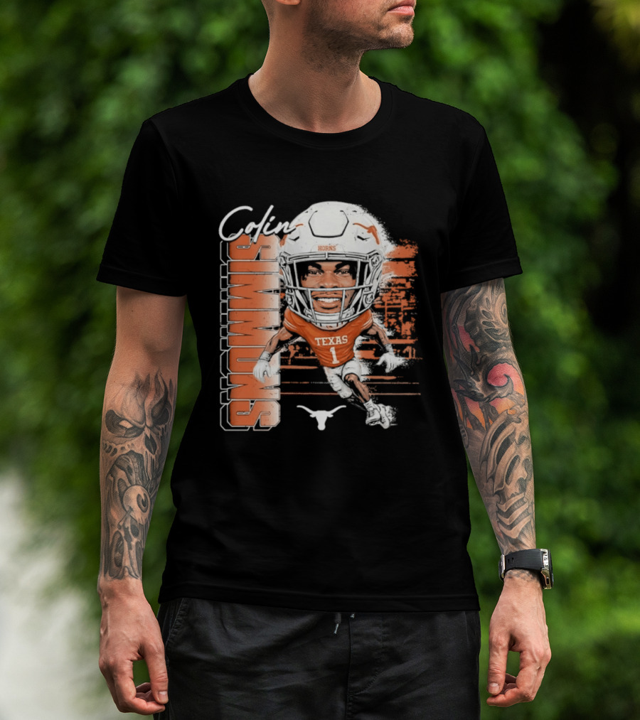 Colin Simmons Texas Longhorns Football Player Number 1 Distressed T-Shirt